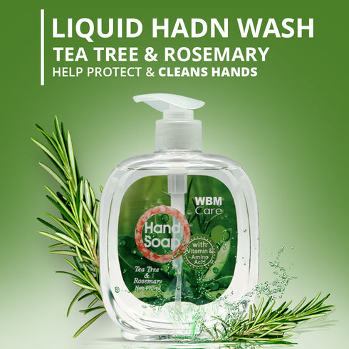 Liquid Hand Wash, Tea Tree & Rosemary - 16.9 fl oz | WBM CARE